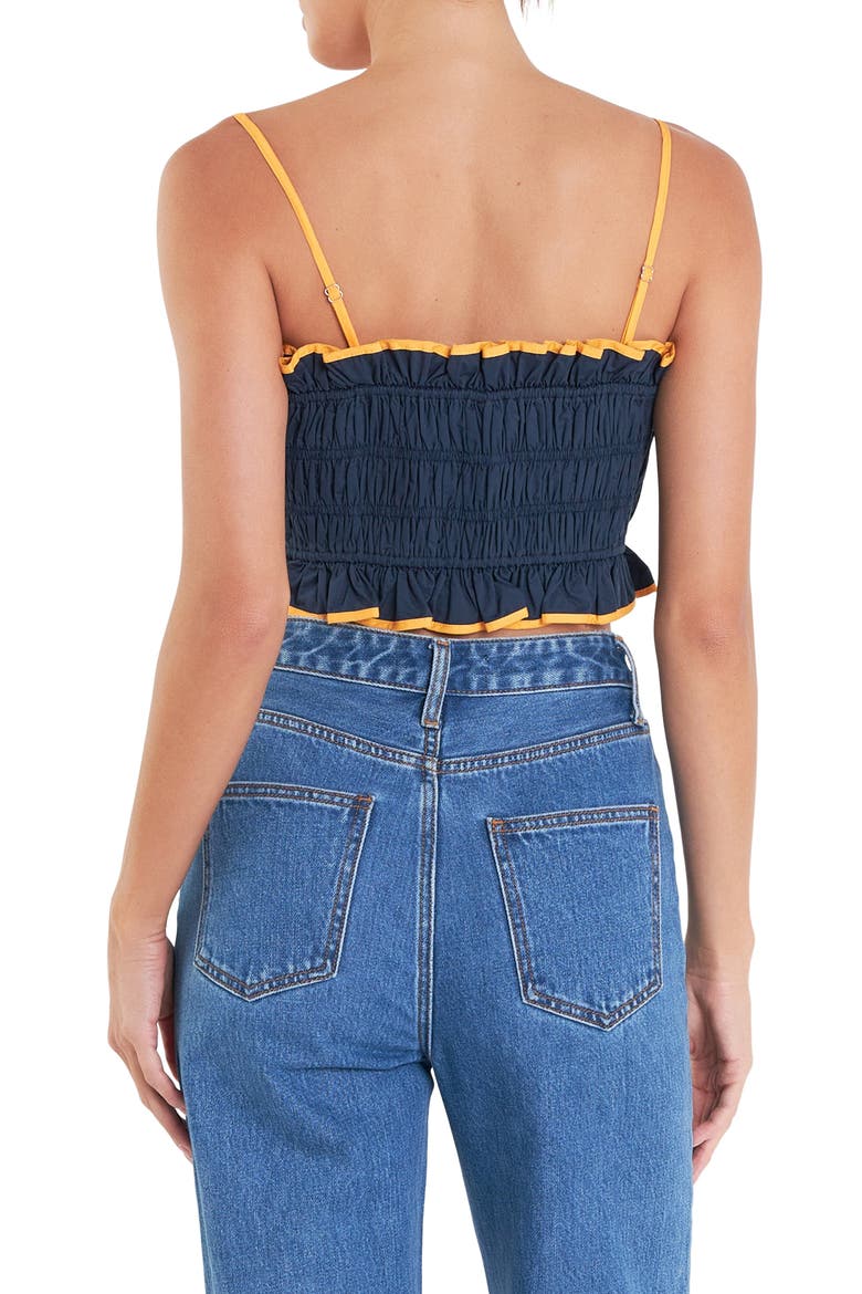 Colorblock Cotton Crop Camisole, Alternate, color, NAVY