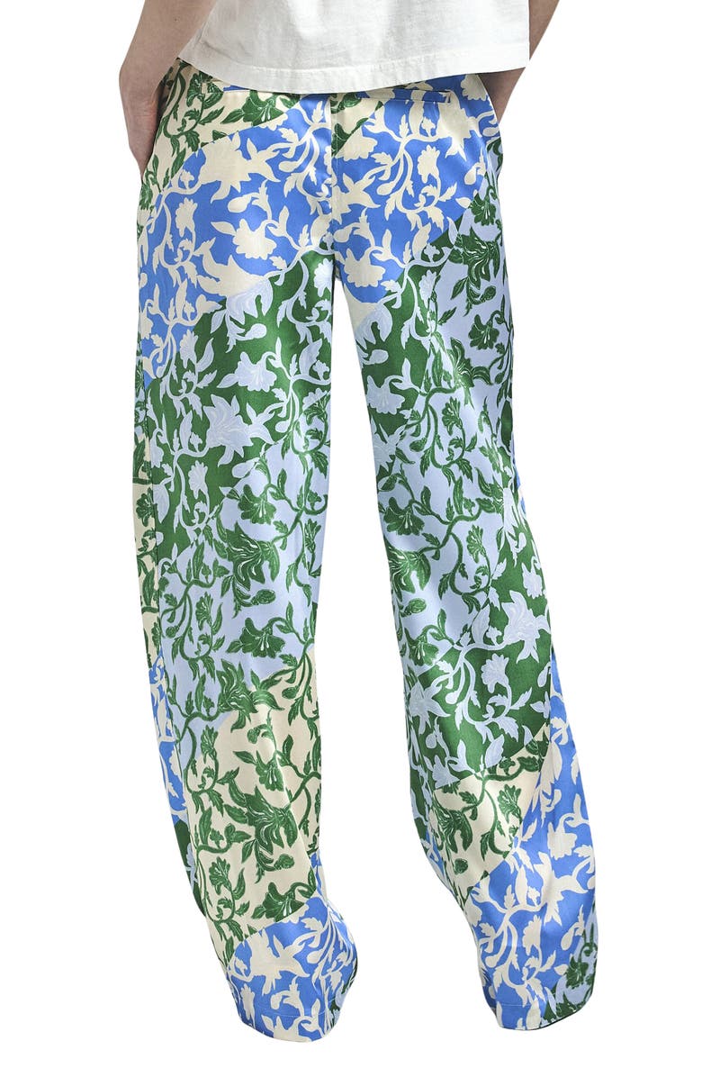 Derek Lam Aurely Draped Wide Leg Pants, Alternate, color, Blue Botanical