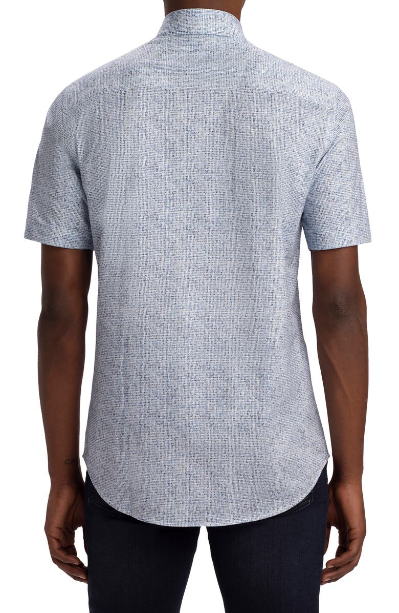 Bugatchi OoohCotton<sup>®</sup> Geo Print Short Sleeve Button-Up Shirt, Alternate, color,