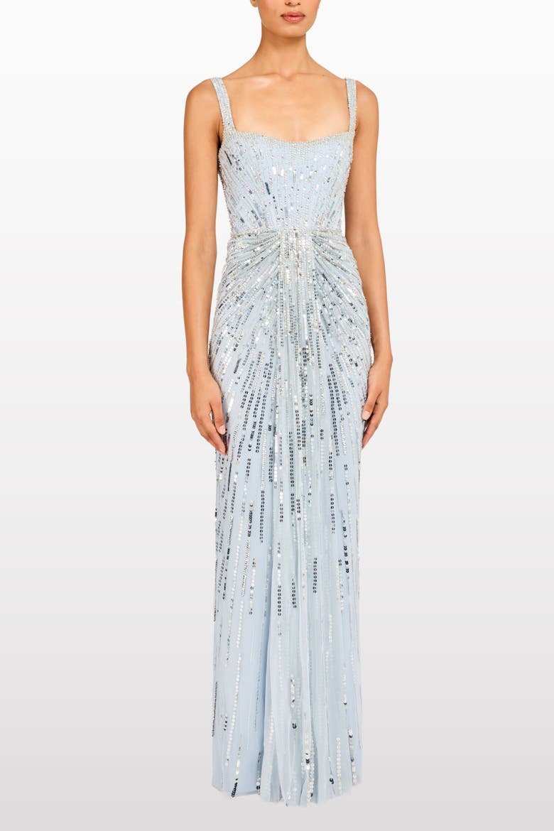 Chrissy Sequin-Embellished Dress, Alternate, color, Silver Lake