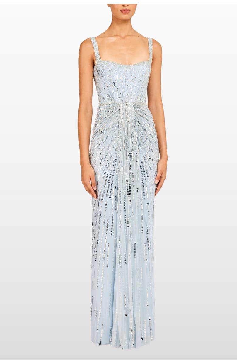 Jenny Packham Chrissy Sequin-Embellished Dress, Main, color, Silver Lake