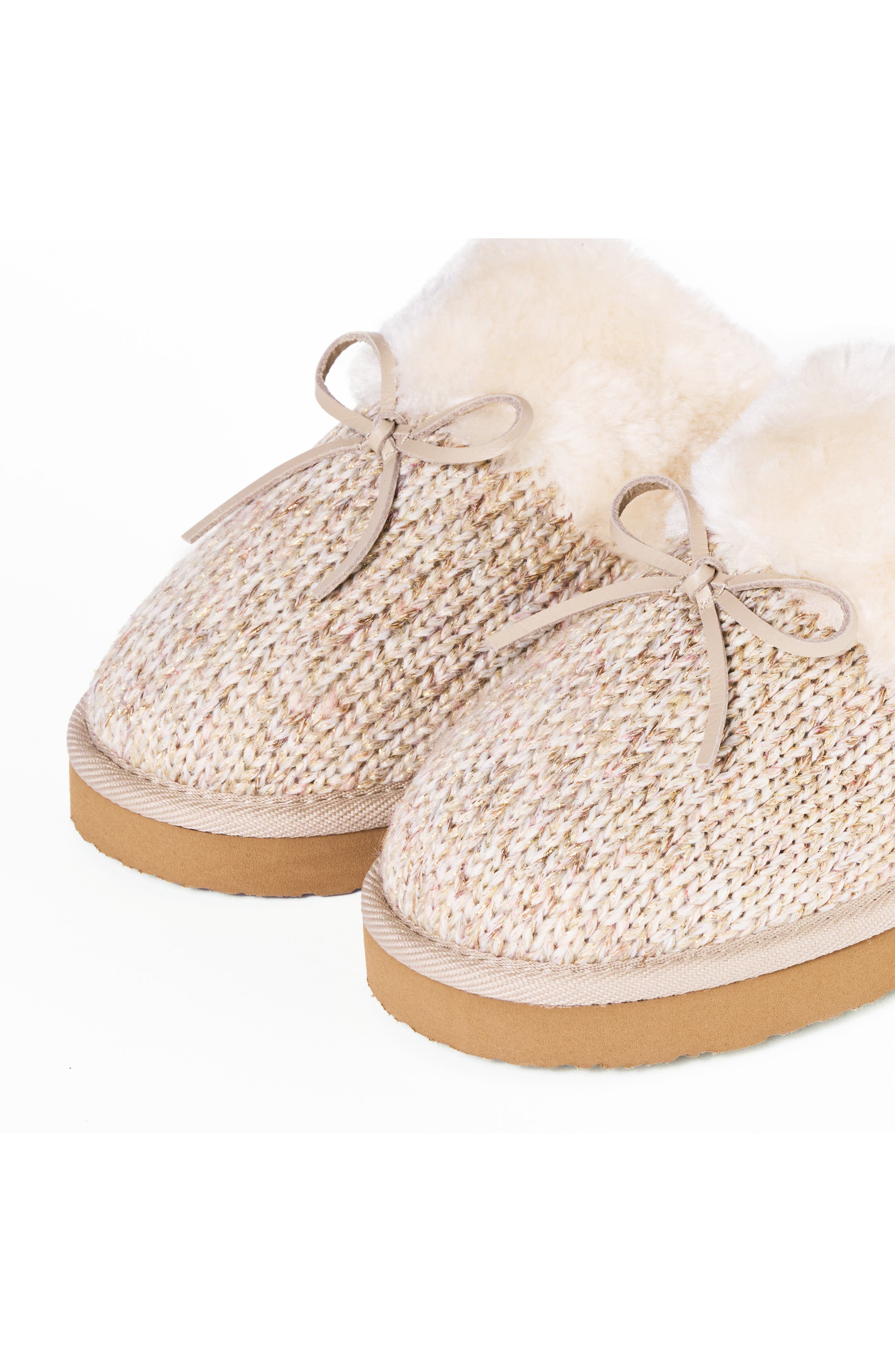 Fluffy Scuff Slipper, Alternate, color, SPARKLE TAN