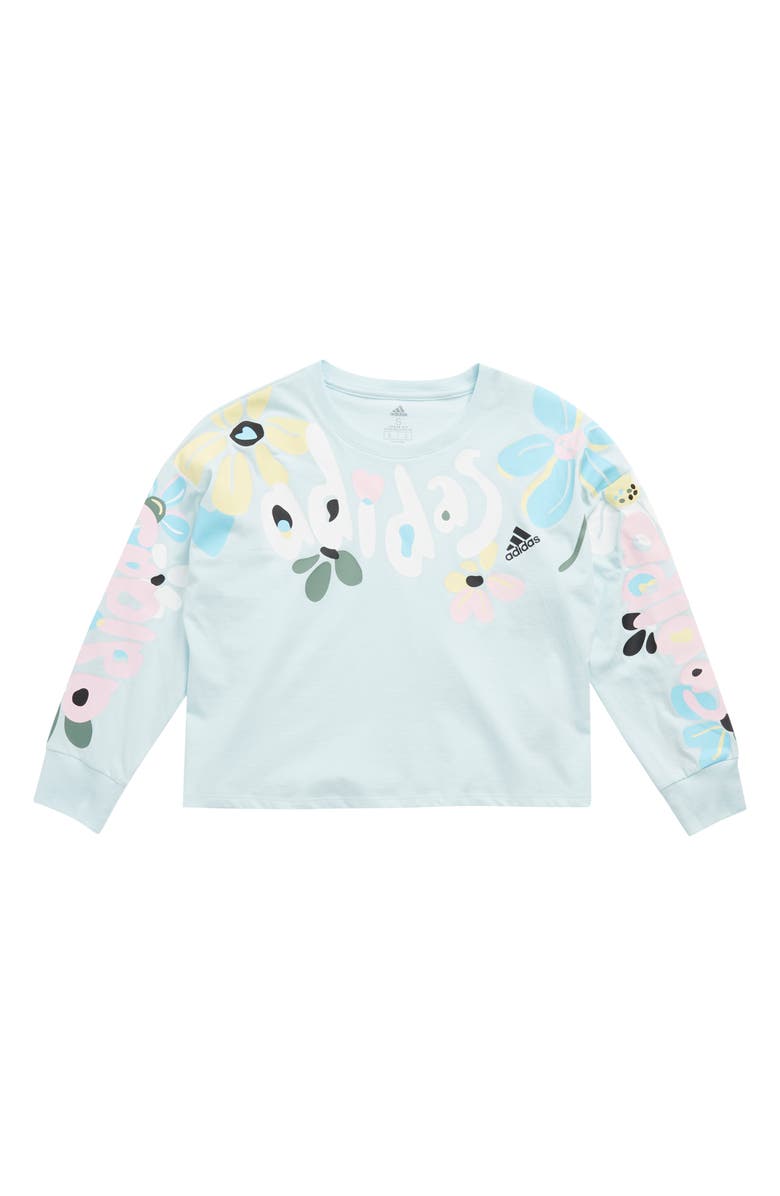 adidas Kids' Floral Logo Long Sleeve T-Shirt, Main, color,