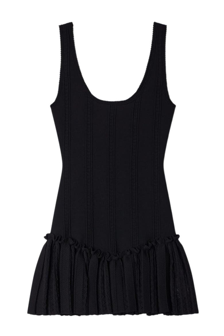 Short knit dress with ruffle, Alternate, color, Black