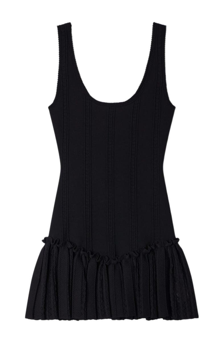 SANDRO Short knit dress with ruffle, Alternate, color, Black