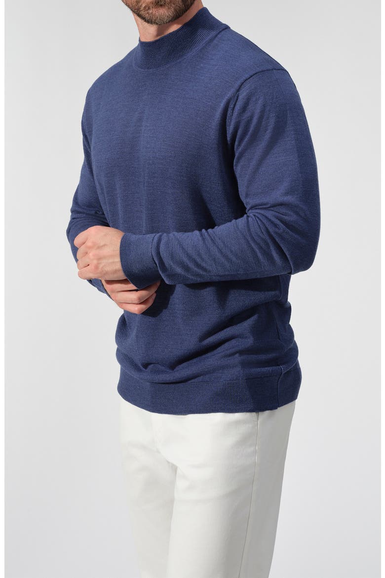 Featherweight Merino Mock Neck Sweater, Alternate, color, INDIGO
