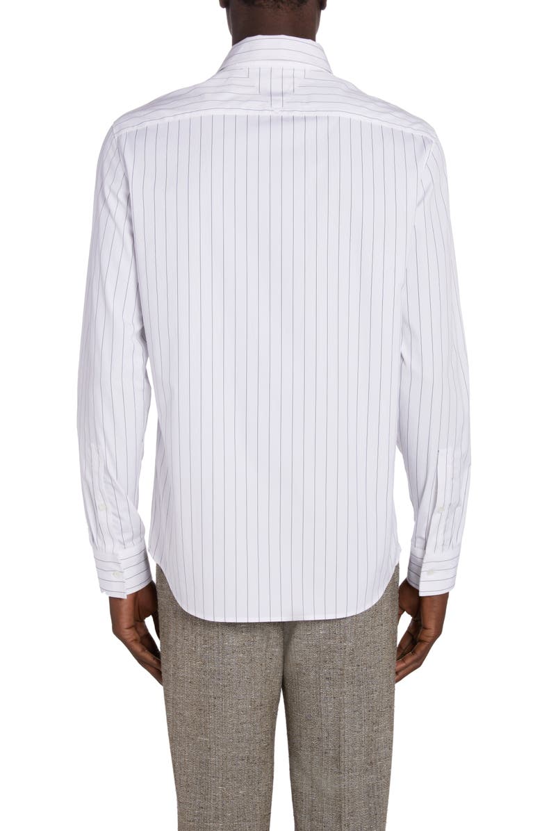 Bottega Veneta Pinstripe Cotton Poplin Button-Up Shirt, Alternate, color,