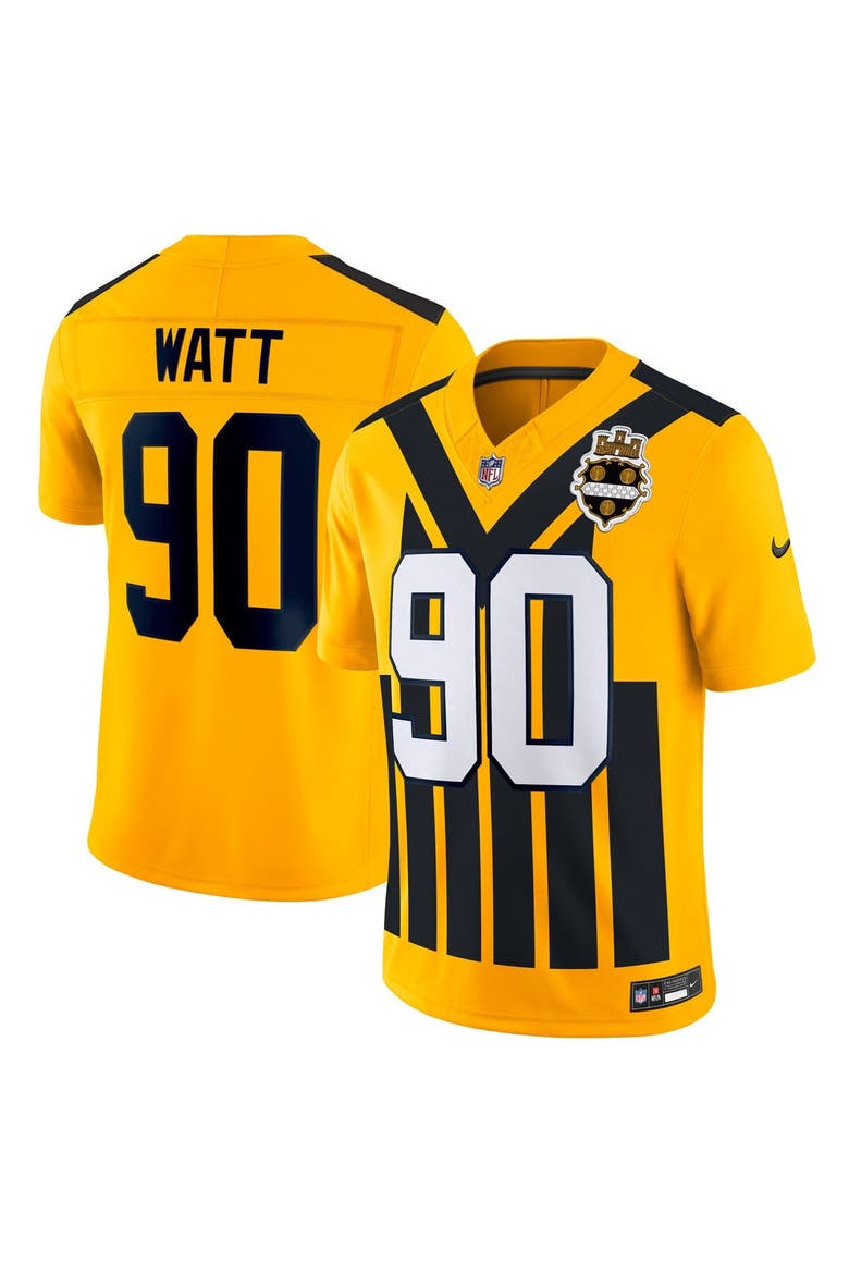 Men's Nike T.J. Watt Gold Pittsburgh Steelers Alternate Vapor F.U.S.E. Limited Jersey, Main, color, Gold