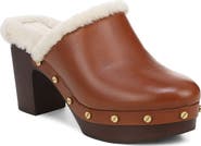 Veronica Beard Larken Leather Clog with Genuine Shearling Trim
