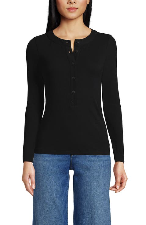 Drapey Rib Skimming Long Sleeve Henley