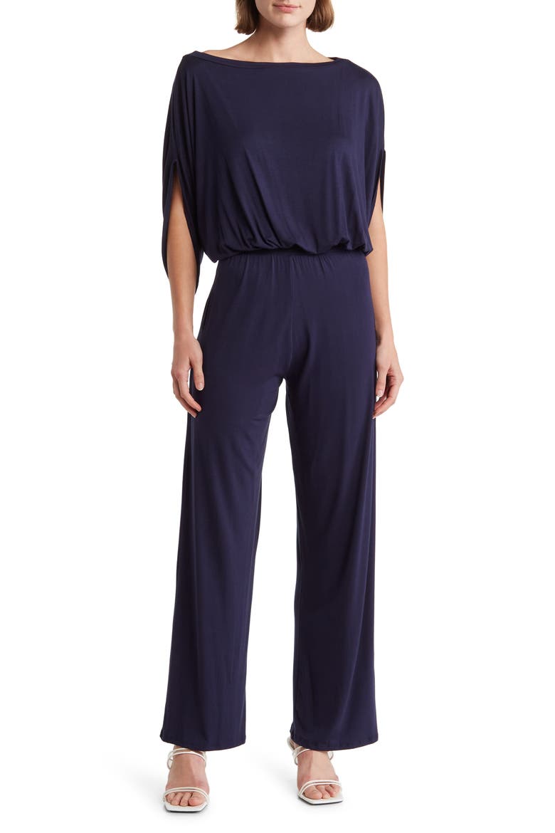 Raglan Sleeve Wide Leg Jumpsuit, Main, color, NAVY