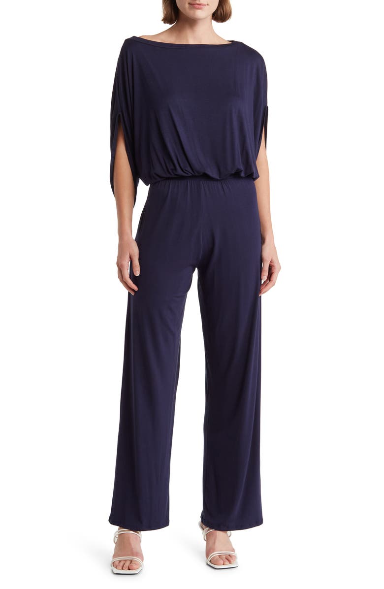 GO COUTURE Raglan Sleeve Wide Leg Jumpsuit, Main, color, Navy