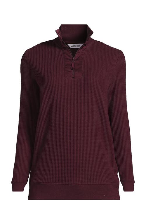 Lands' End Long Sleeve Waffle Quarter Zip Pullover In Multi