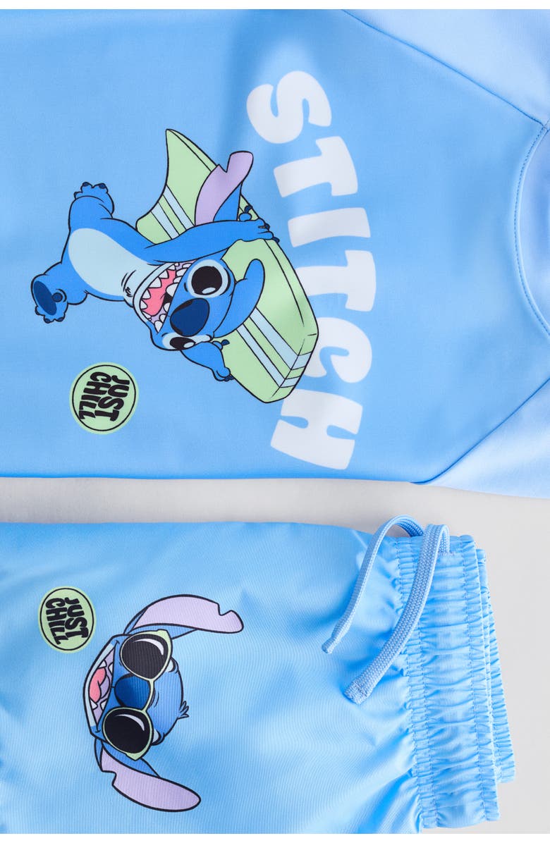 H&M Printed Swim Set, Alternate, color, Blue/Lilo & Stitch