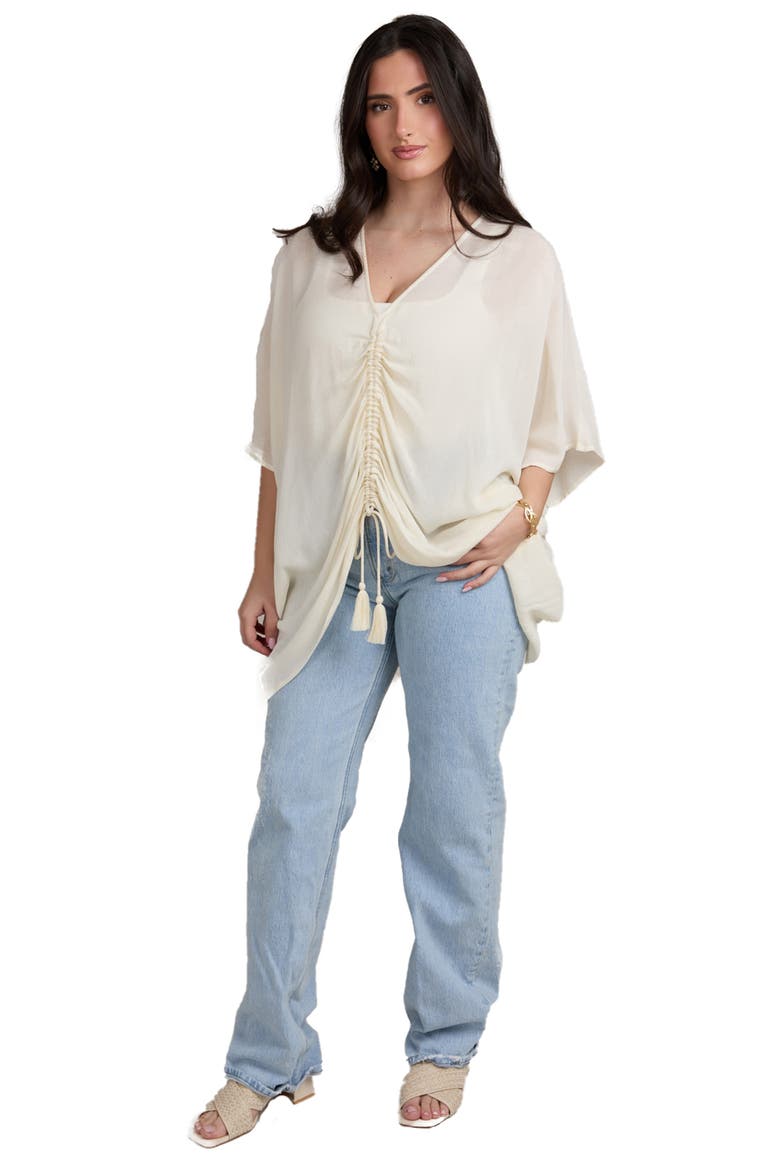 Ruched Tie Front Topper, Alternate, color, IVORY