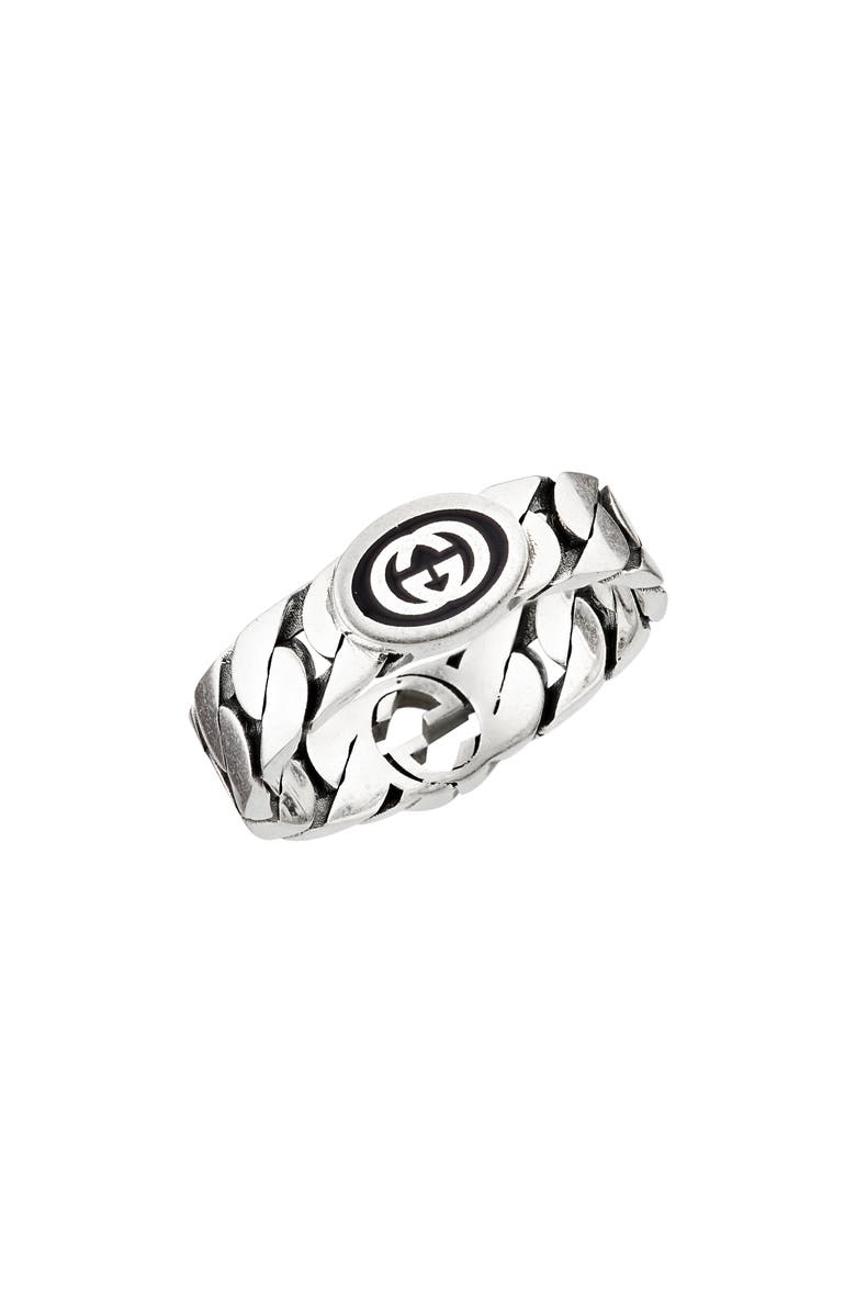 Gucci Men's Interlocking-G Gourmet Link Ring, Main, color, 