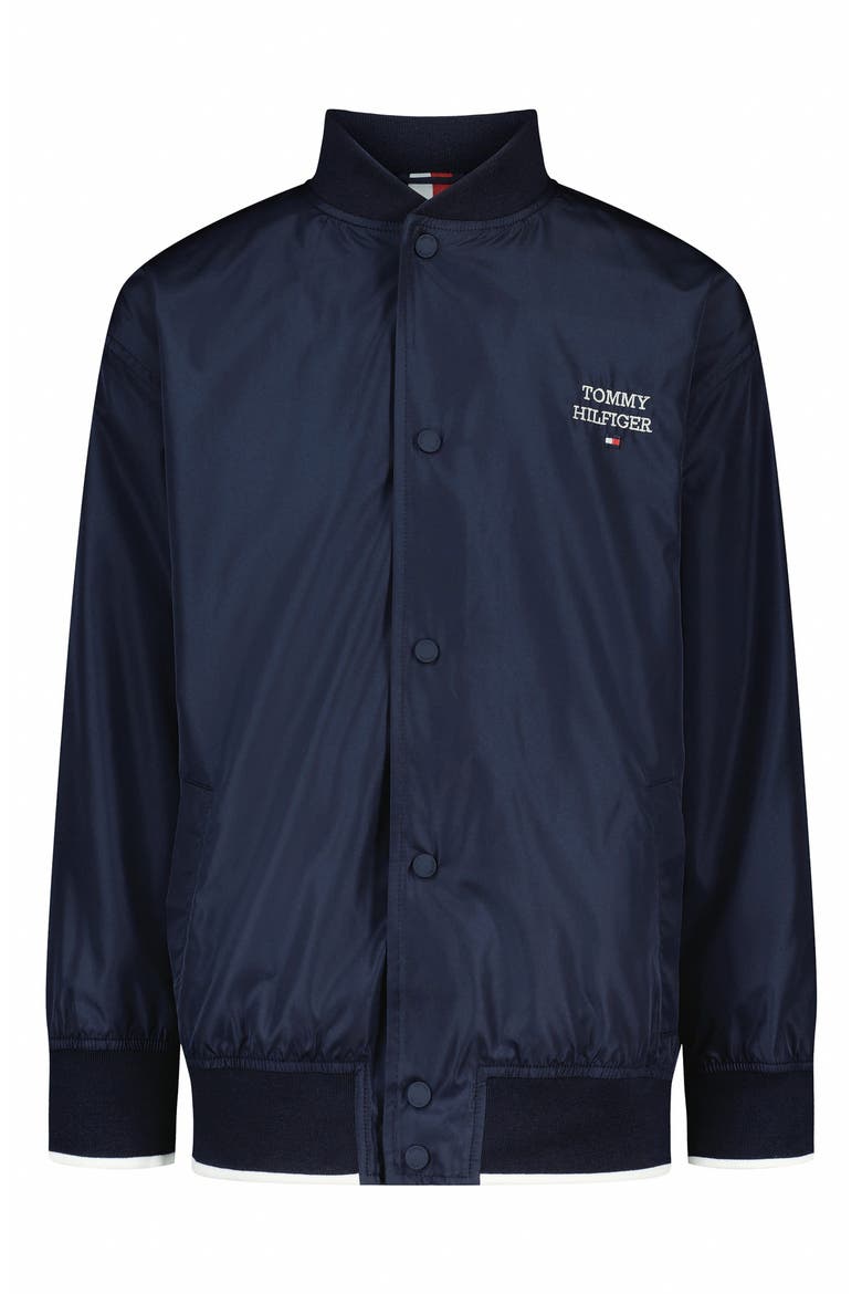 Kids' Tommy Snap Front Bomber Jacket, Main, color, NAVY BLAZER
