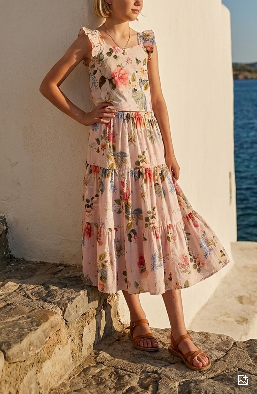 Детские Pippa & Julie Kids' Floral Clip Dopt Tank & Maxi Skirt Set — фото 2