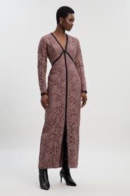 Karen Millen Petite V-Neck Lace Tape Maxi Dress