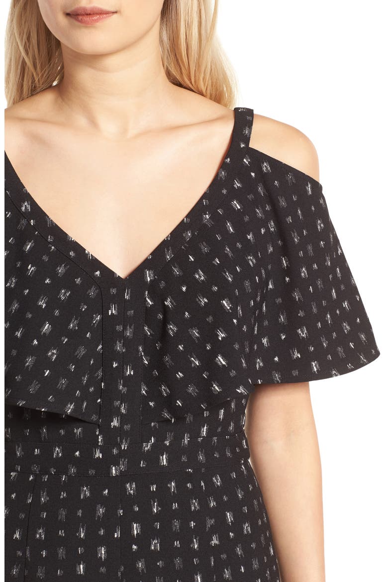 Cold Shoulder Jumpsuit, Alternate, color, BLACK SKETCHED CUBE
