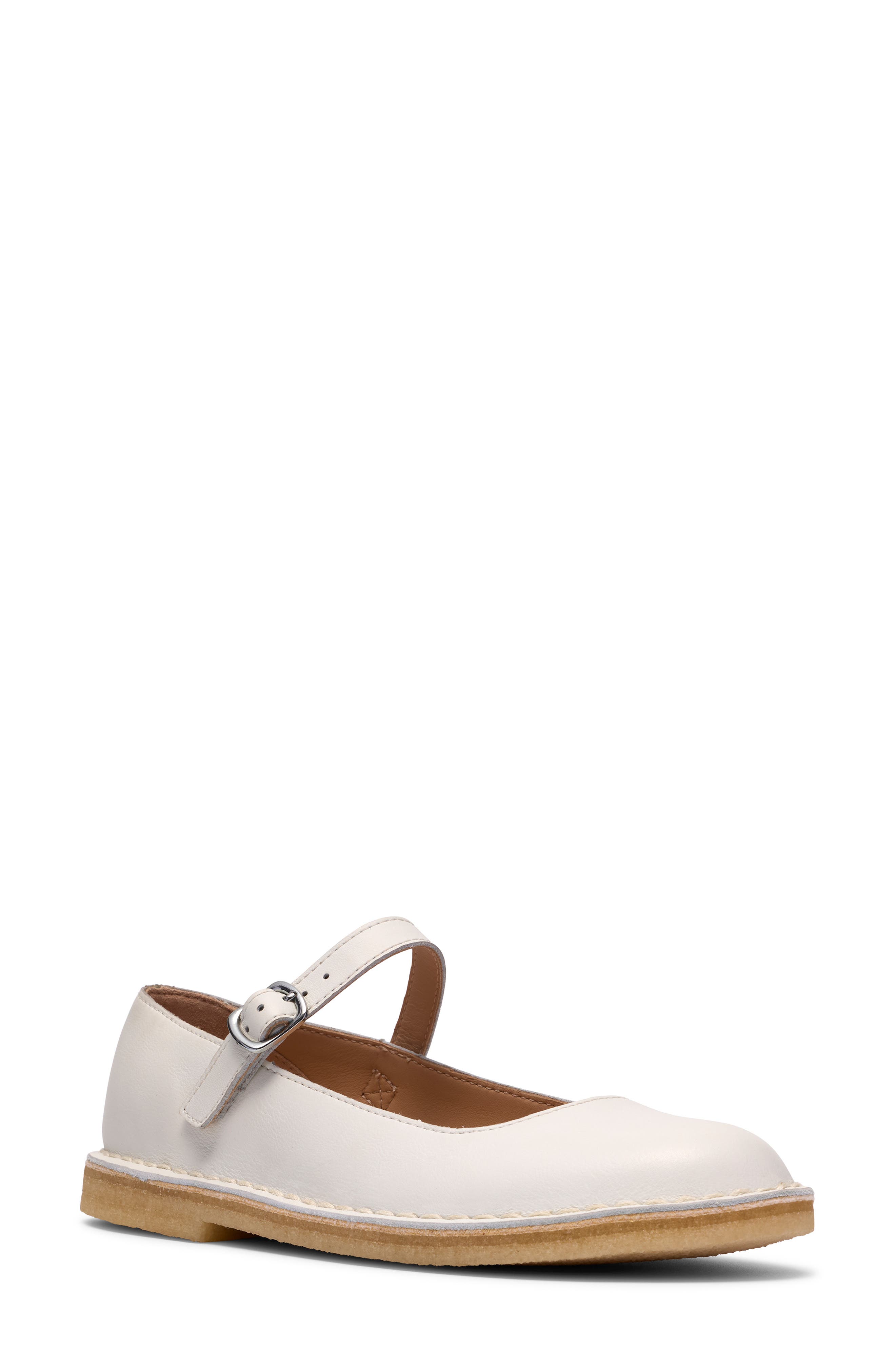Clarks<sup>®</sup> Originals Desert Jane Mary Jane Flat, Main, color, White Leather