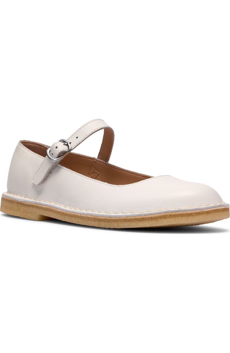 Clarks<sup>®</sup> Originals Desert Jane Mary Jane Flat, Main, color, White Leather