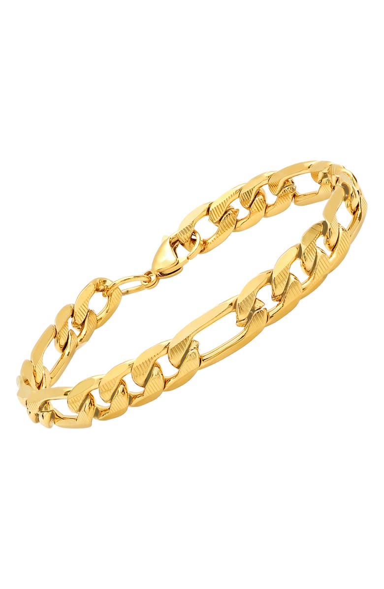 STEELTIME 18K Gold Plated Stainless Steel Chain Link Bracelet, Alternate, color, Yellow