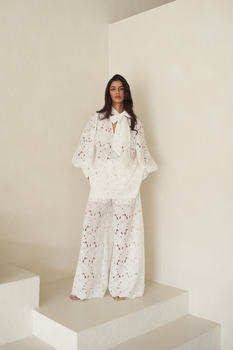 Raya Lace Pants, Alternate, color, White