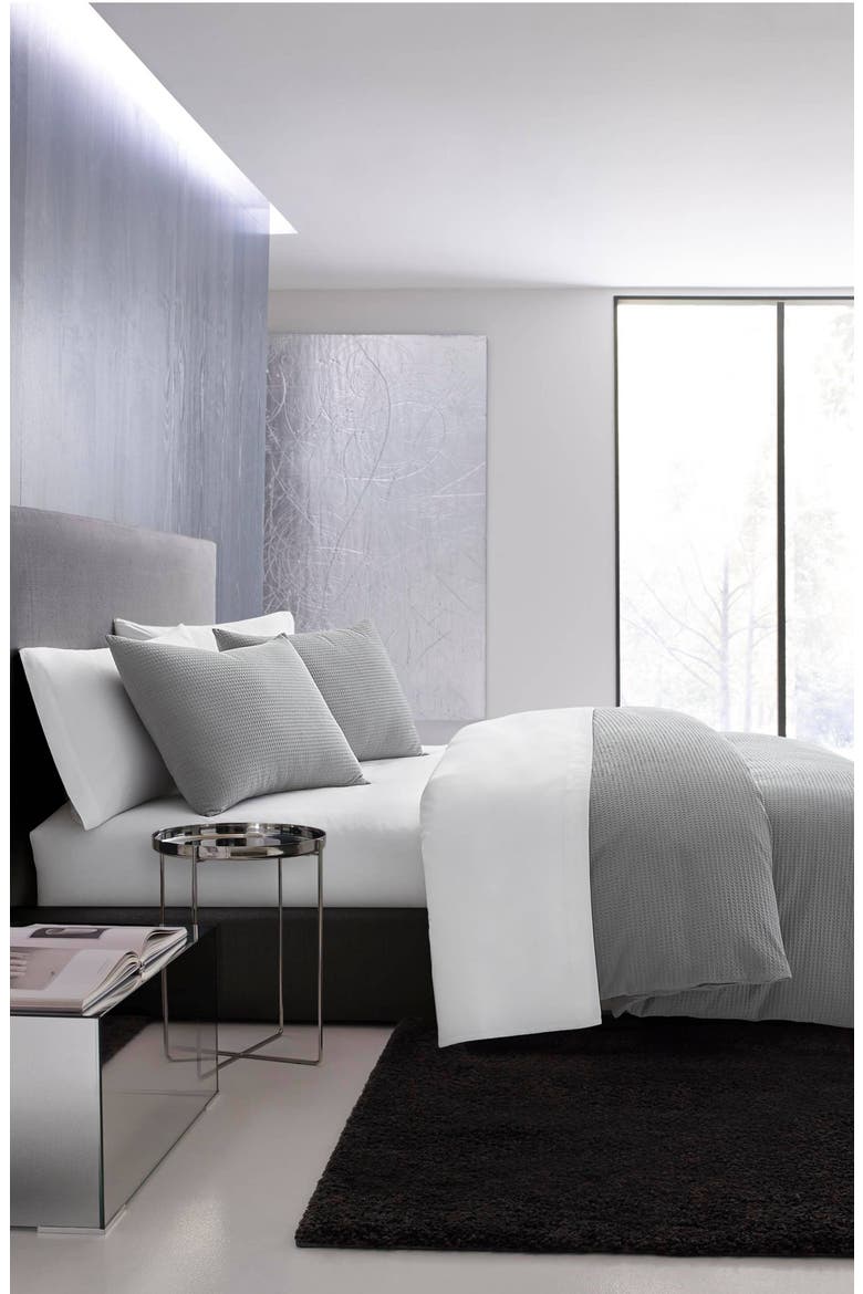 Waffle Piqué Duvet Cover & Sham Set, Main, color, PEWTER