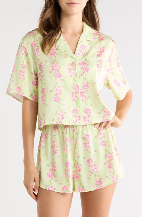 Boxy Stretch Satin Short Pajamas