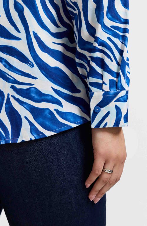 Foxcroft Zoey Cotton Button-up Shirt In Blue