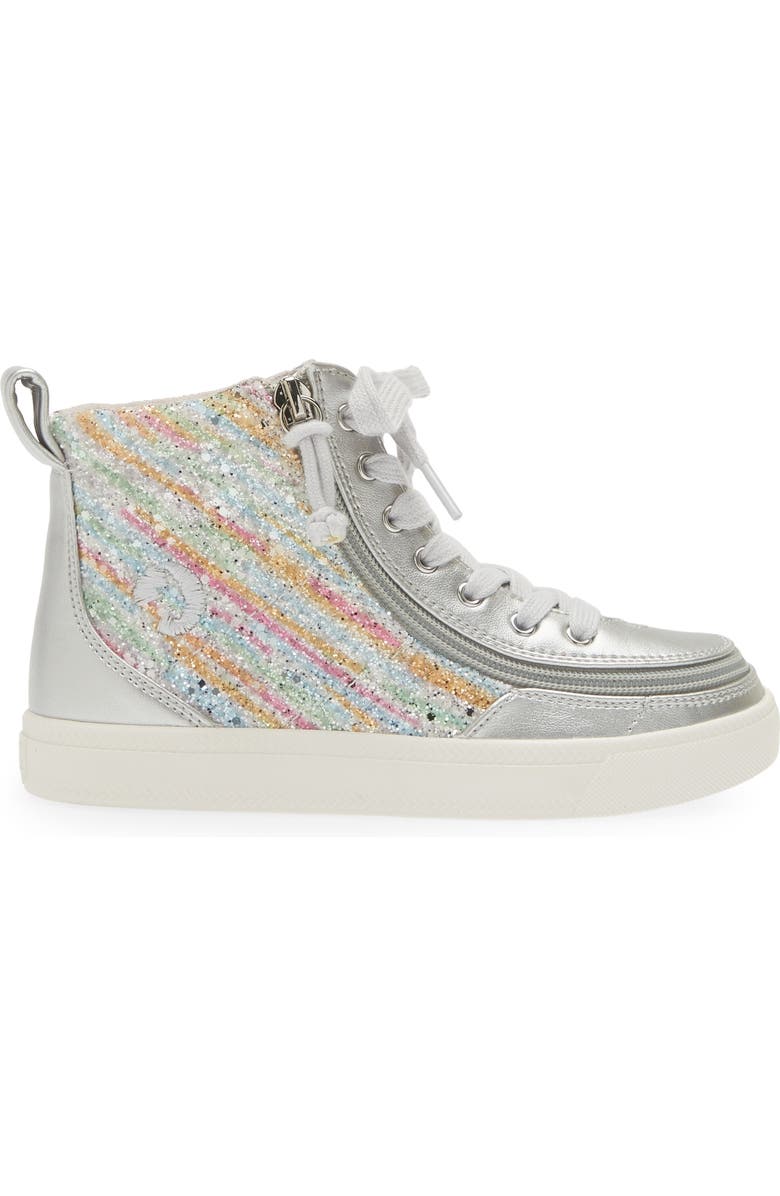 BILLY Footwear Kids' Classic High Top Sneaker, Alternate, color, Silver Rainbow