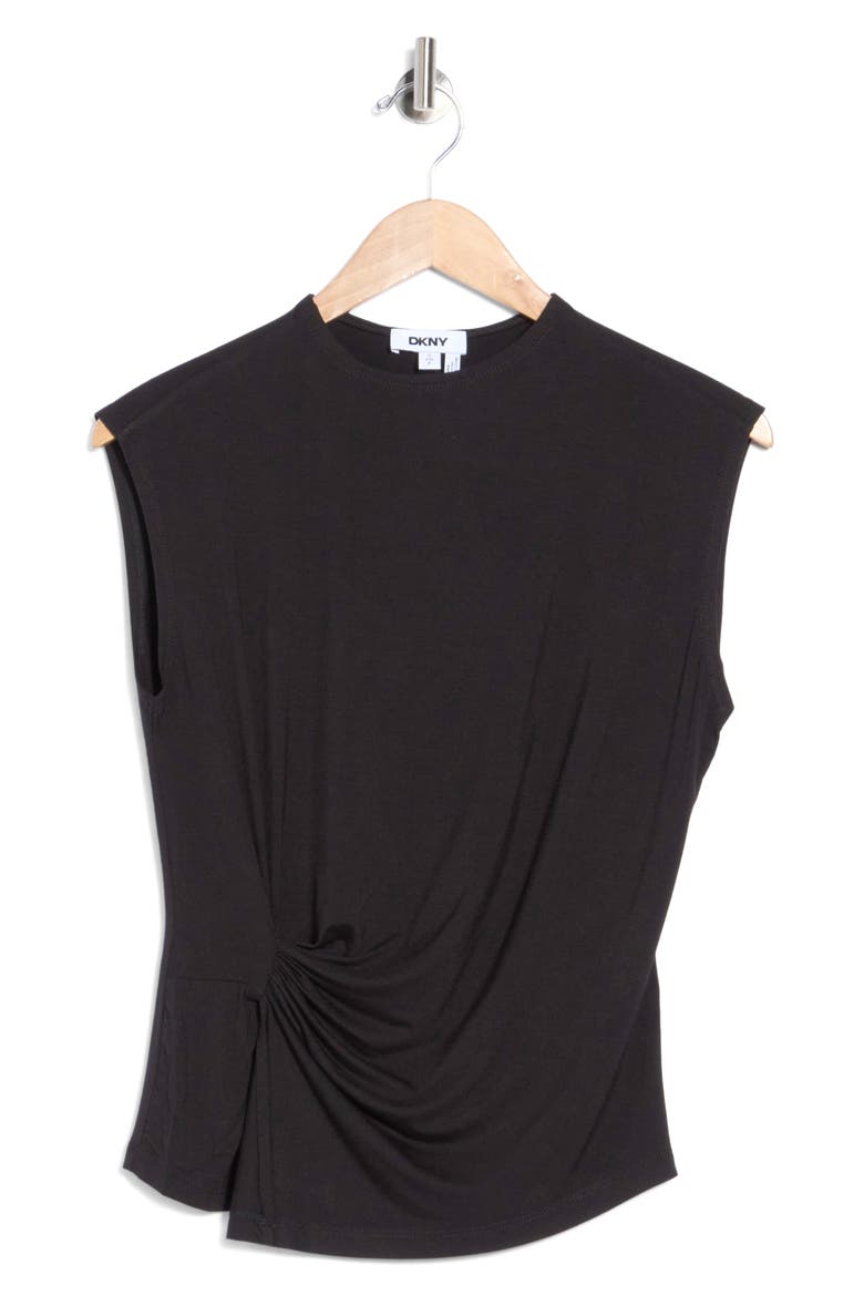 Knot Front Sleeveless Top, Main, color, BLACK