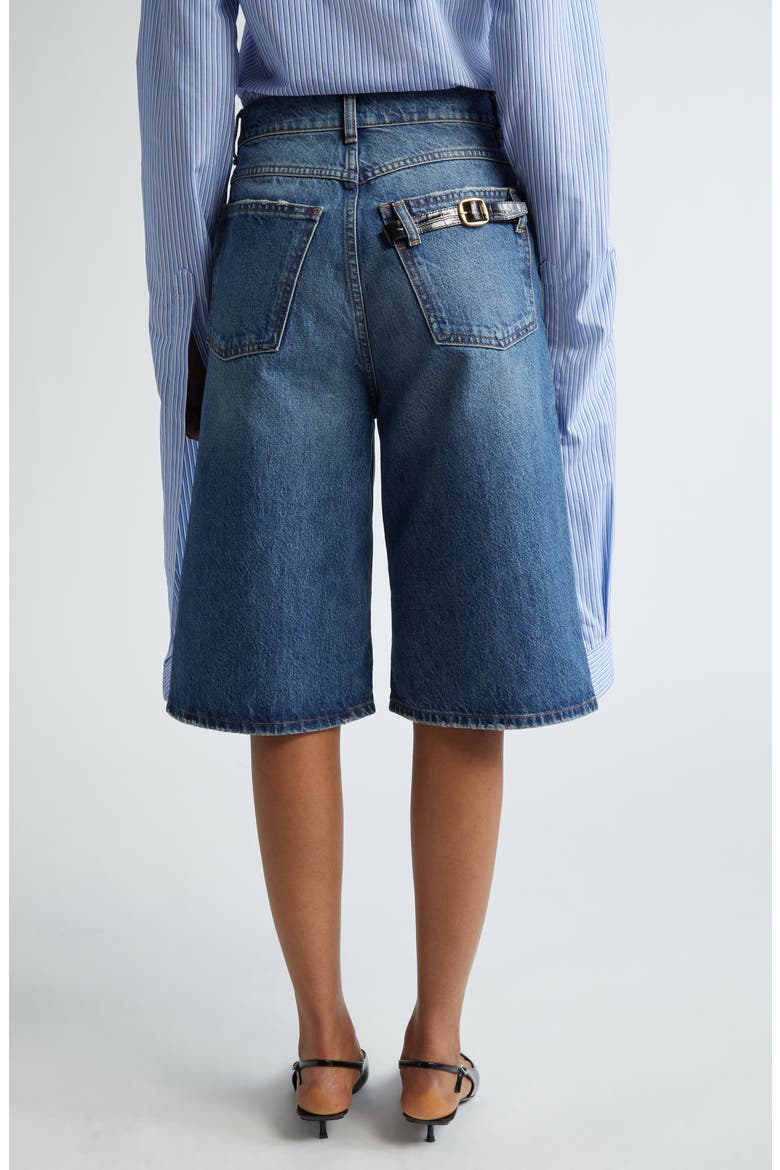 Belted Pocket Denim Bermuda Shorts, Alternate, color, BLUE