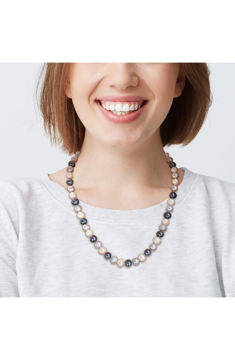 DELMAR 8-8.5mm Multi-Color Cultured Freshwater Pearl Necklace, Alternate, color, Silver/ Pearl