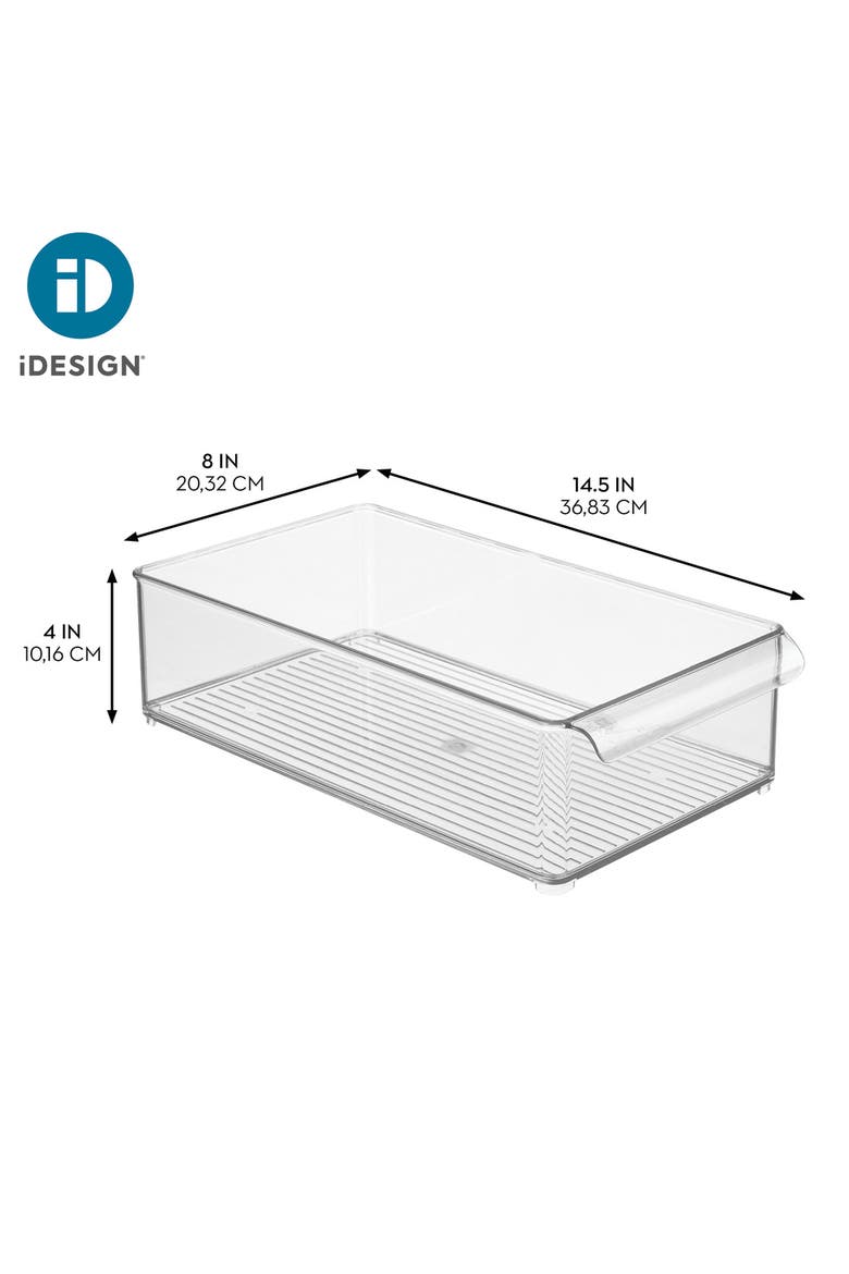 Large Stackable Fridge or Freezer Bin with Front Handle - Set of 3 - Clear, Alternate, color, Clear