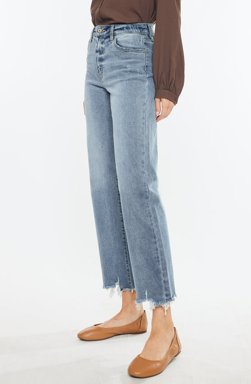 Kancan High Rise Slim Wide Leg Jeans In Light Wash