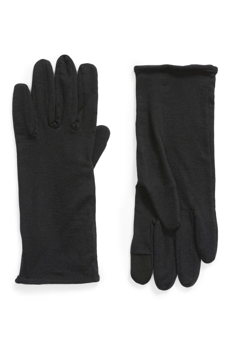 260 Tech Touchscreen Compatible Merino Wool Glove Liners, Main, color, BLACK