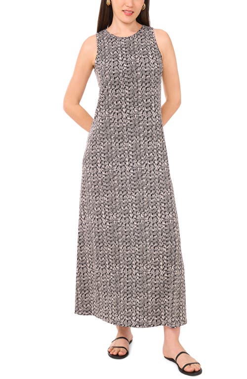 Vince Camuto Printed Sleeveless Jersey Maxi Dress In Black