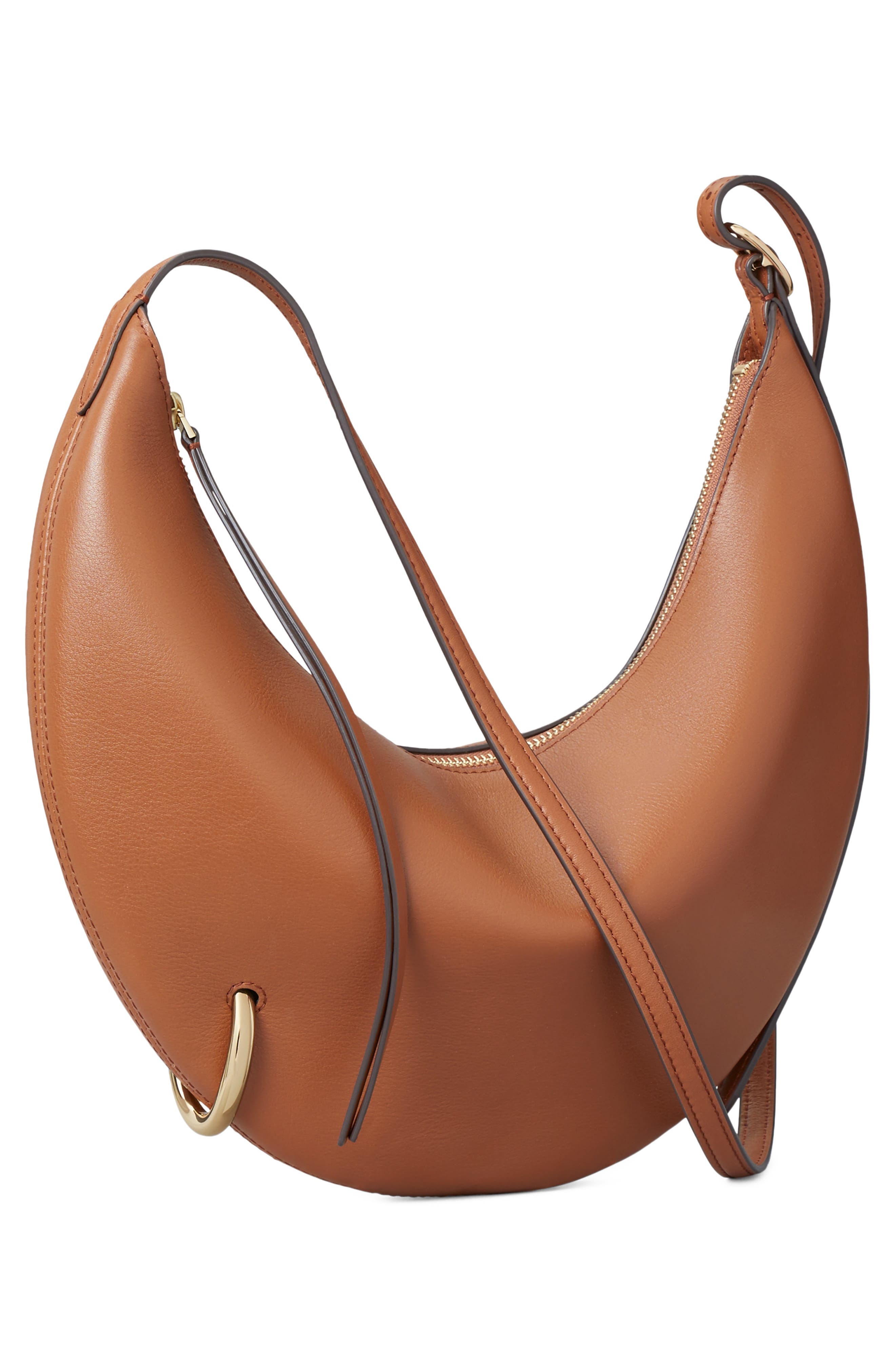 Pierced Leather Crossbody Bag, Alternate, color, AGED TAN