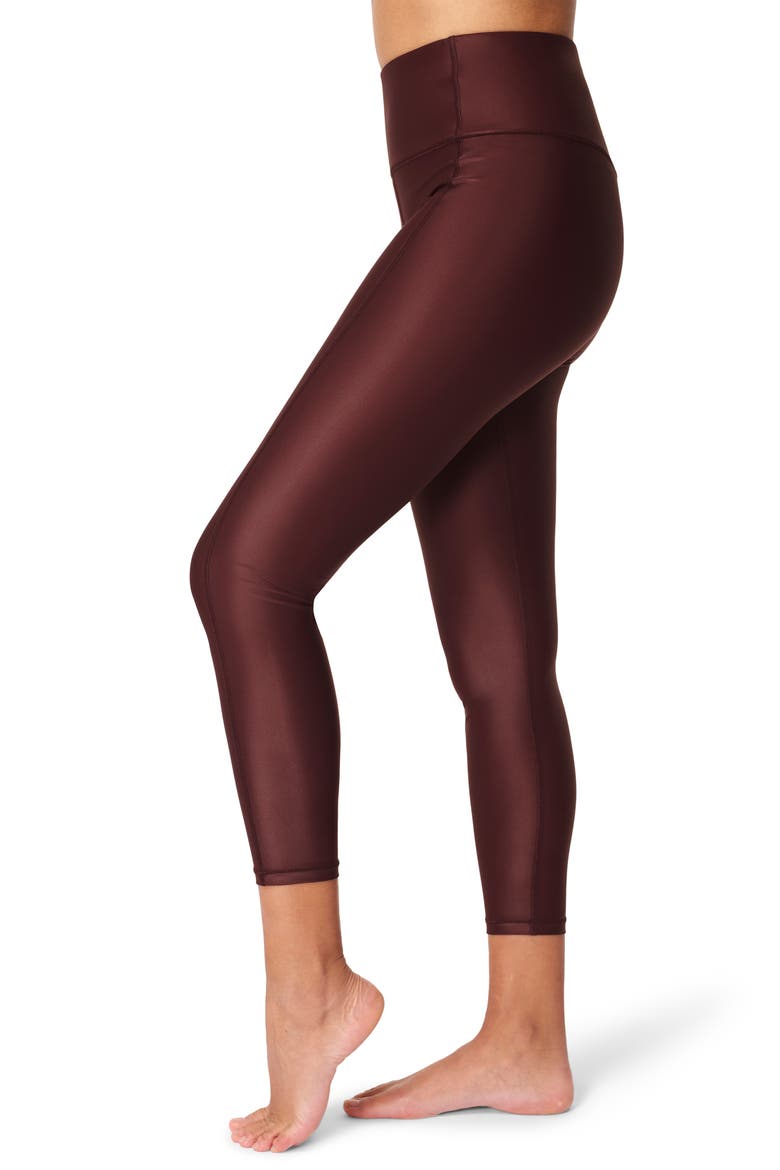 High Shine High Waist 7/8 Leggings, Alternate, color, BLACK CHERRY
