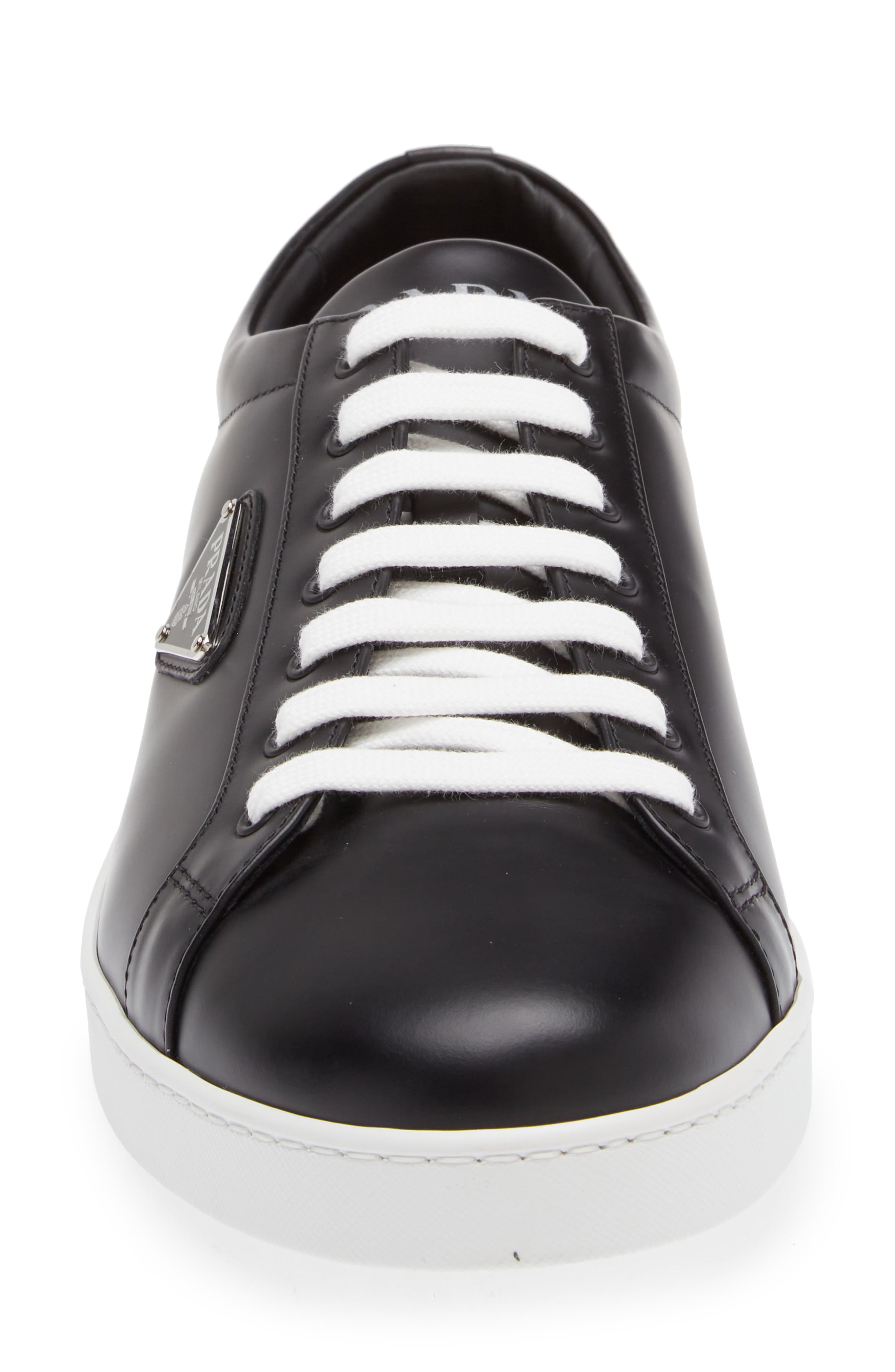 Prada Lane Triangle Logo Low Top Leather Sneaker, Alternate, color, 