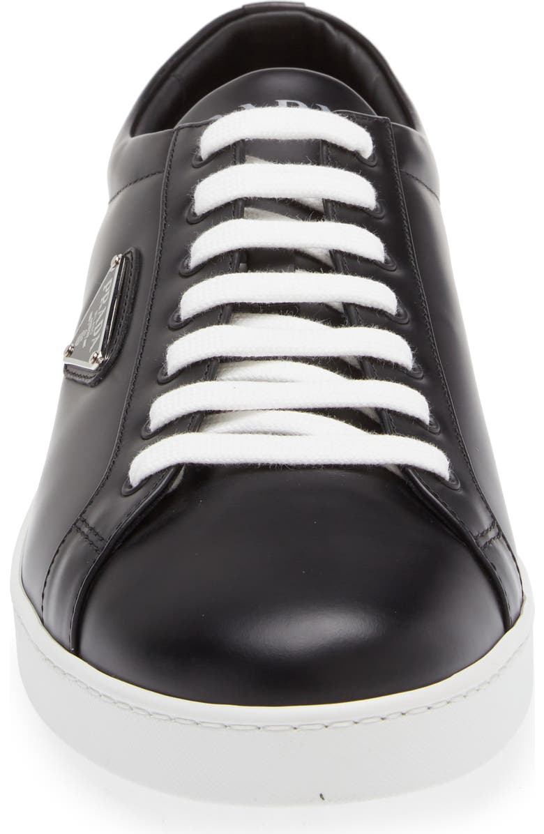 Prada Lane Triangle Logo Low Top Leather Sneaker, Alternate, color,