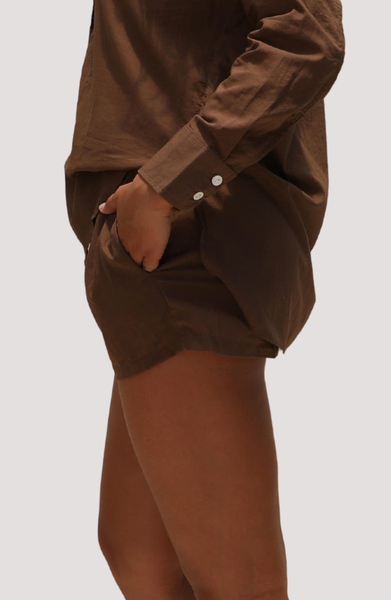 Stone Fox Swim Leo Organic Cotton Cover-Up Shorts, Alternate, color, Coconut Oil