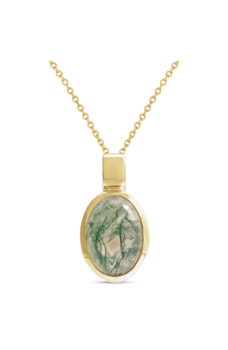 ALLUREZ Oval Natural Cabochon Citrine Pendant Necklace 14K 0.96ct, Main, color, Moss,Yellow Gold