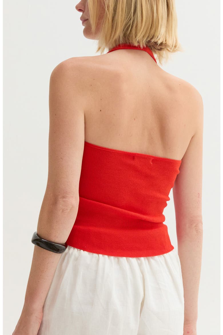 Halter Knit Top, Alternate, color, Poppy