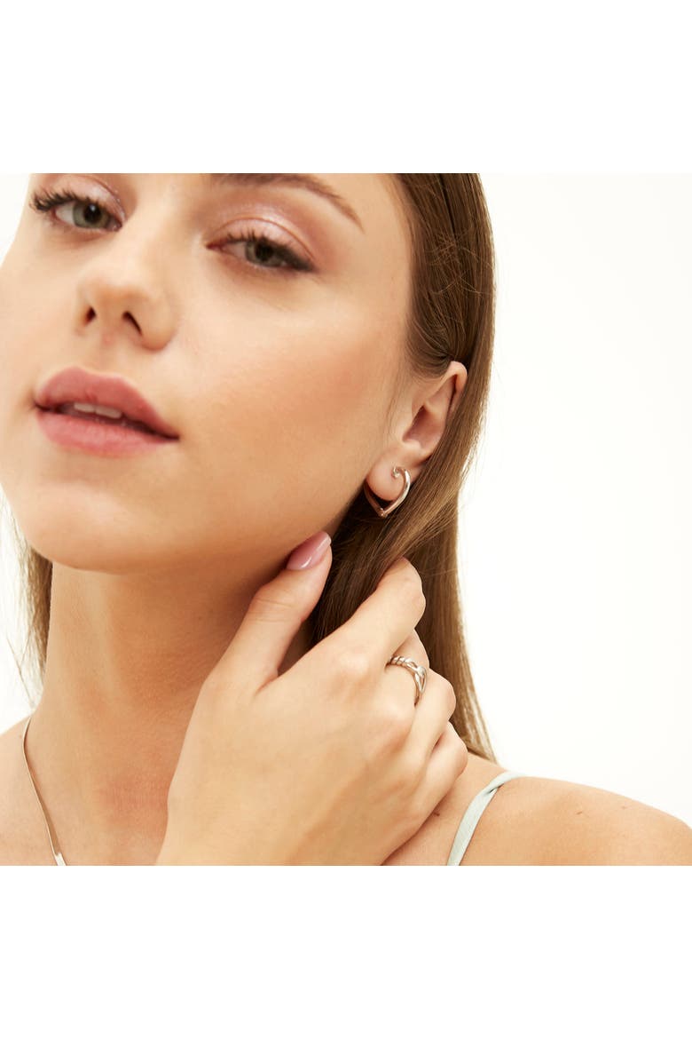 Sterling Silver Heart Hoop Earrings, Alternate, color, Silver