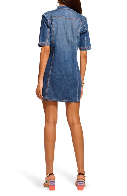 Ramy Brook Skylar Short Sleeve Denim Mini Dress In Medium Wash