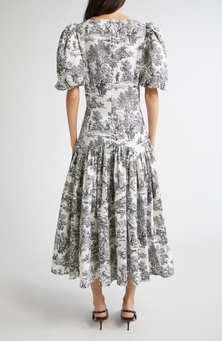 Tanner Fletcher Gender Inclusive Connie Drop Waist Toile de Jouy Midi Dress, Alternate, color, 