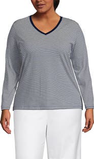 Lands' End Supima Cotton Long Sleeve V-Neck T-Shirt